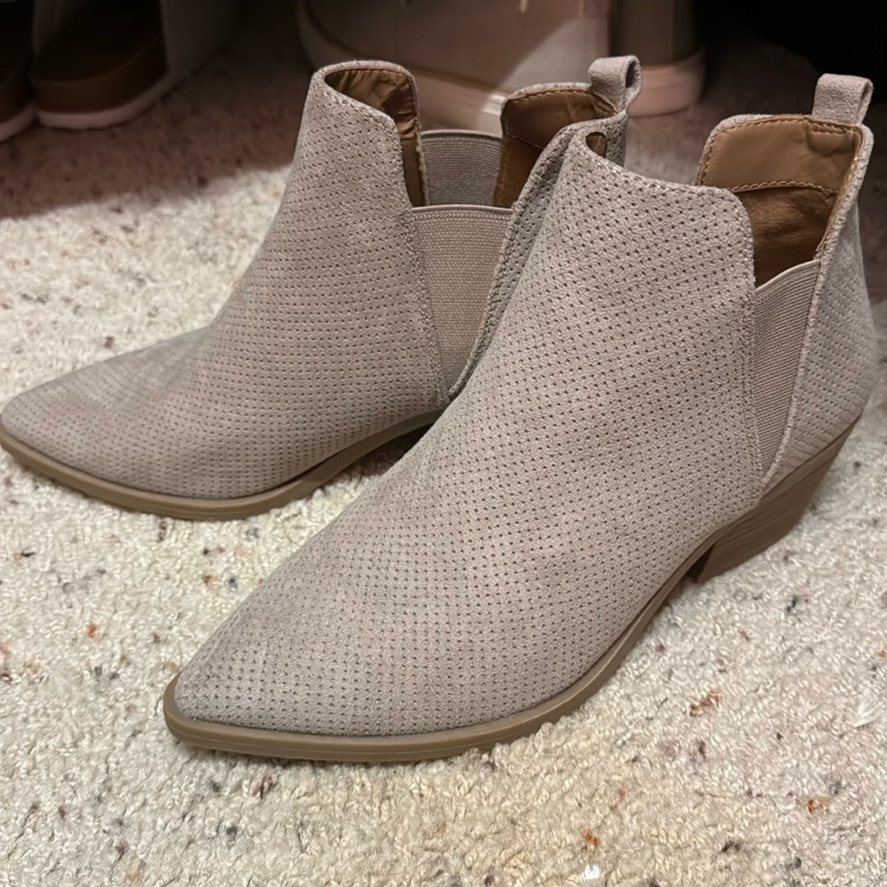 Tan Suede Pointed Toe Booties